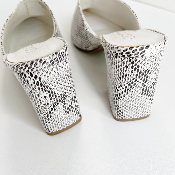 Coconuts by Matisse White Snake-Embossed Chunky High Noon Mules Size 7 - Picture 5 of 7